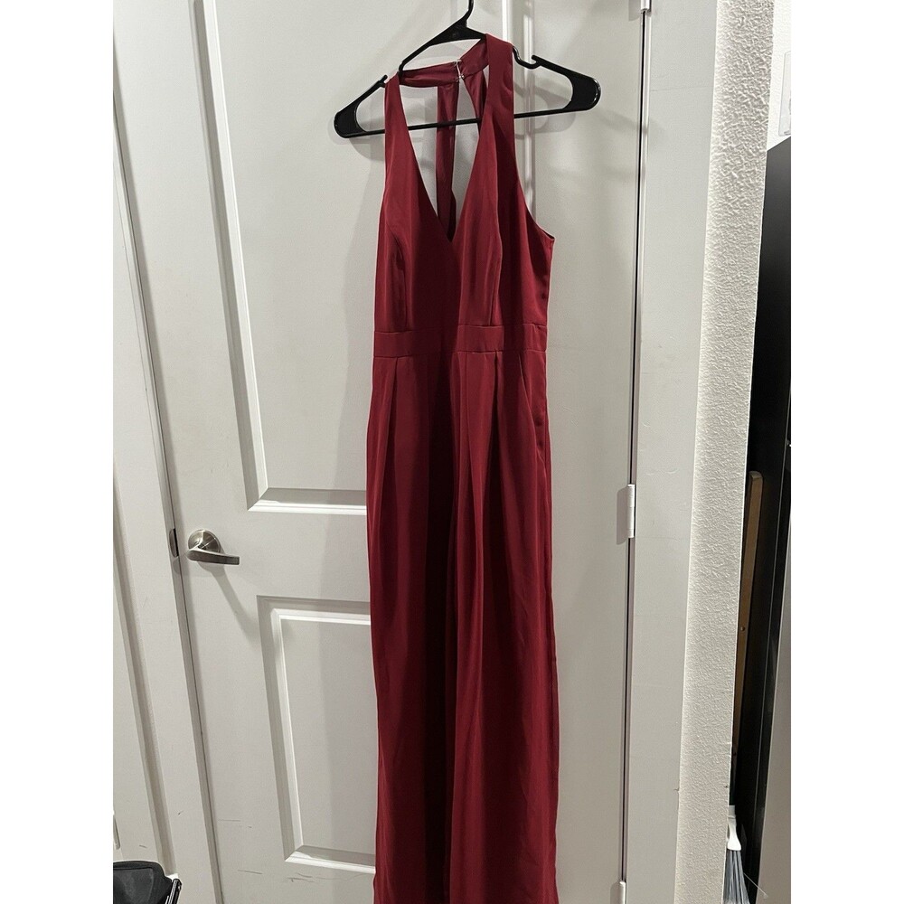 NWOT Dessy Collection  Burgundy  Elegant Pant Jumpsuit  By  Vivian Diamond S 8